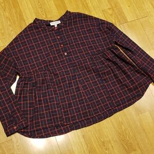 NWT Hayden navy/red window pane plaid cottage core top M